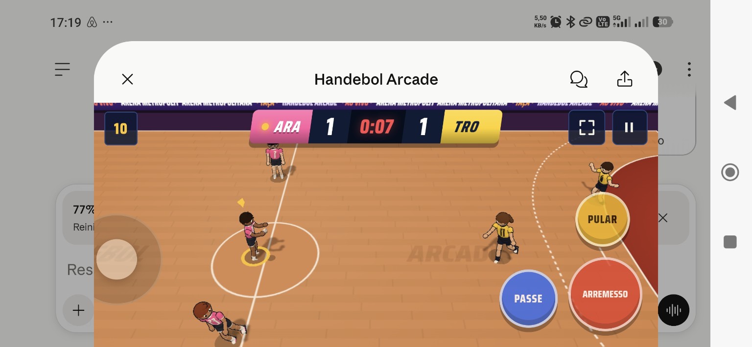 Captura real do Handebol Arcade